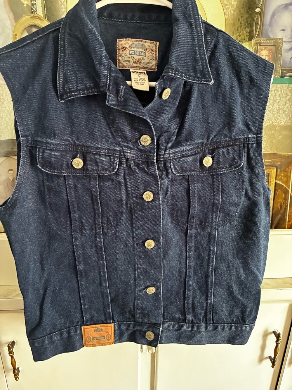 VTG PS Gitano Dark Wash Denim Vest Retro 80s
